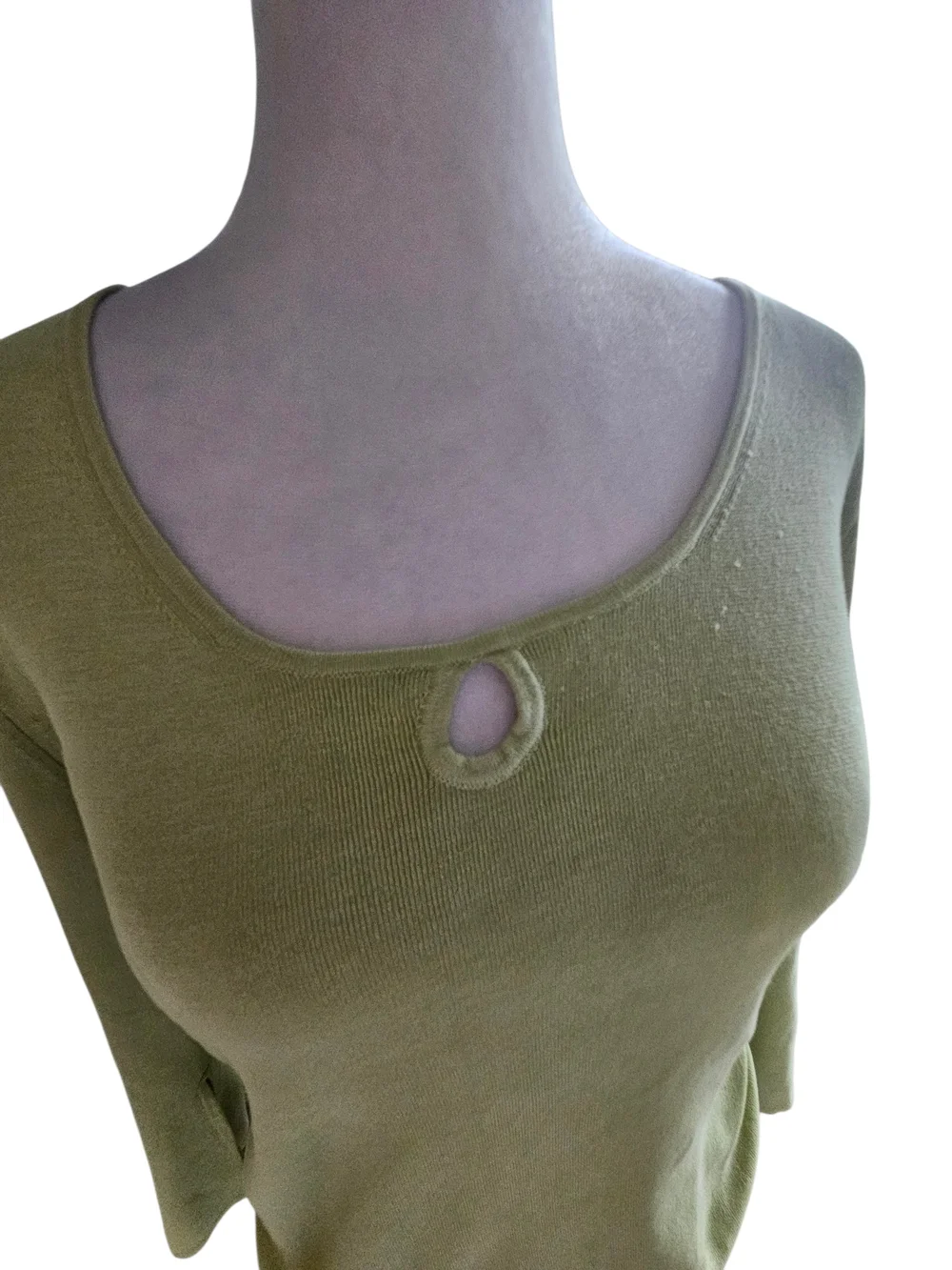 Saks Fifth Avenue long sleeve key hole lime green top Vintage Size Medium - Picture 6 of 6